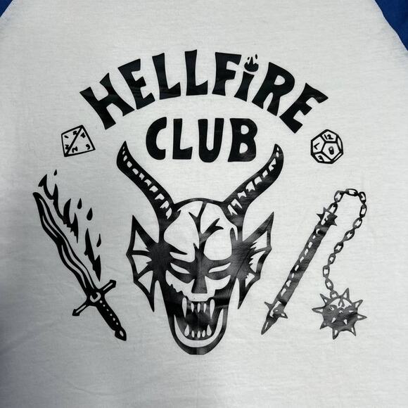 Stranger Things Hellfire Club Baseball Tee Large - Picture 1 of 7